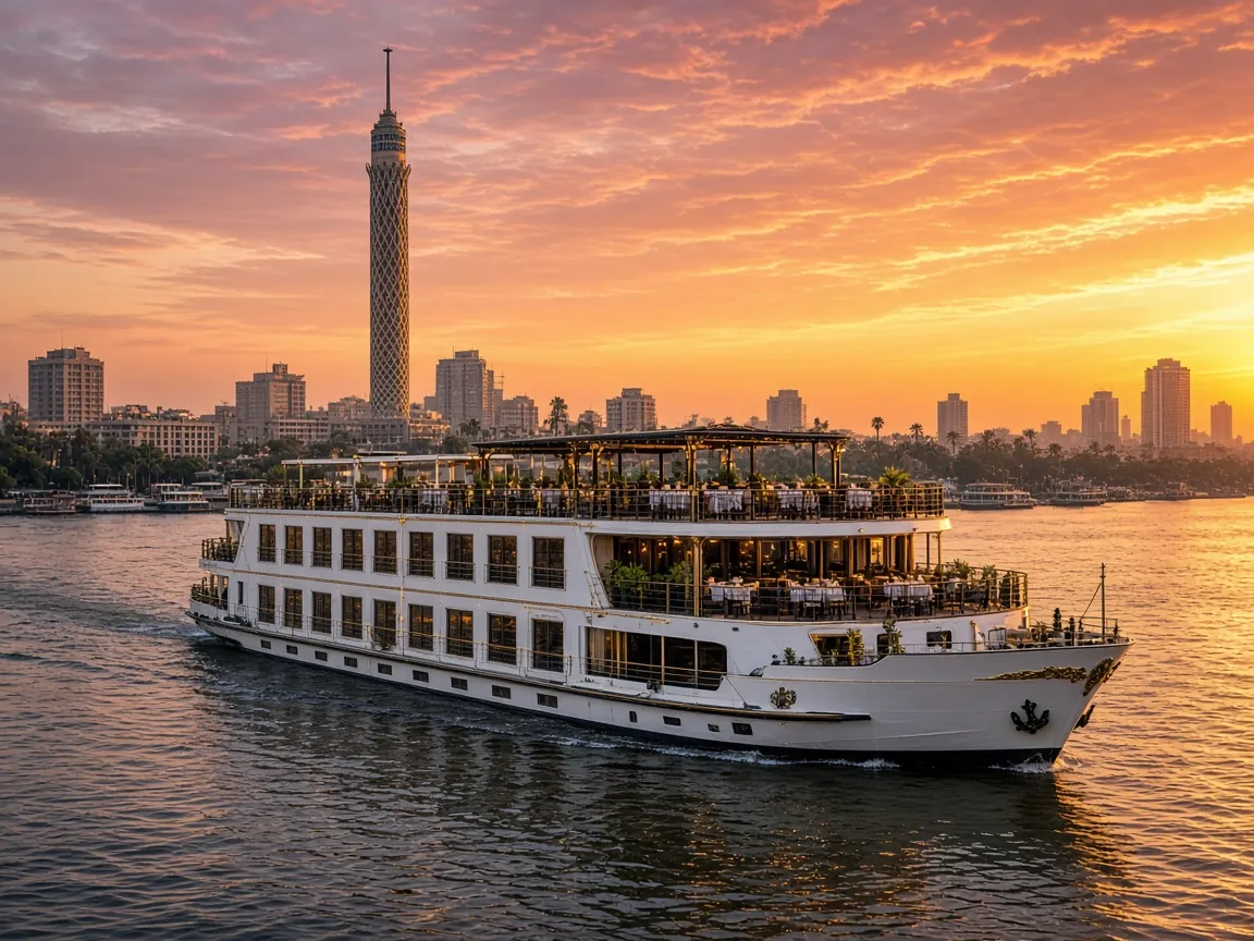 باخرة الذهبية أونيكس وقت الغروب